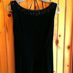 Jessica Howard Black Velvet Godet Gown Size 16